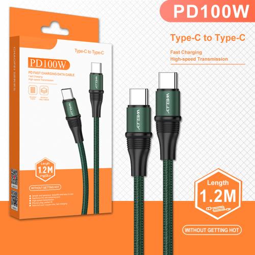 強韌耐拉 PD100W快充 Type-C to Type-C 抗彎折鋁合金傳輸充電線(1.2M)