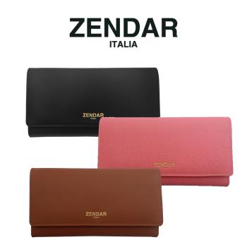 ZENDAR 限量1折 頂級小牛皮蘿絲系列三折長夾 全新專櫃展示品 (附禮盒包裝 品牌提袋)