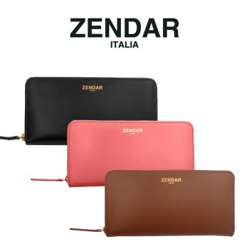 ZENDAR 限量1折 頂級小牛皮莉亞系列拉鍊長夾 全新專櫃展示品 (附禮盒包裝 品牌提袋)