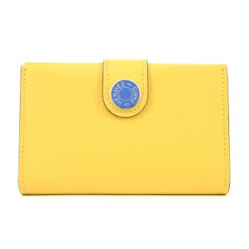 Hermes 愛馬仕 Calvi Verso Evercolor雙色小牛皮琺瑯釦卡片夾(黃)