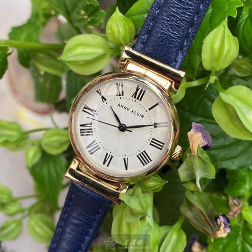AnneKlein 安妮克萊恩女錶 26mm 金色圓形精鋼錶殼 白色簡約, 羅馬數字錶面款 AN00143