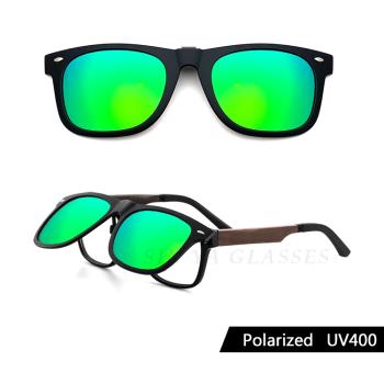 【SINYA】可掀式偏光太陽眼鏡 綠水銀 Polarized近視專用夾片 抗UV/防爆鏡片/防眩光