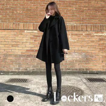 【Lockers 木櫃】冬季時尚寬鬆中長大衣外套 L112121101