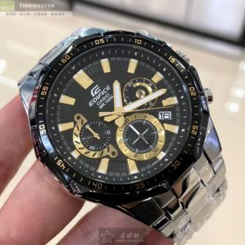 CASIO手錶, 男錶 46mm 黑12角形精鋼錶殼 黑色三眼, 中三針顯示, 運動錶面款 CA00001