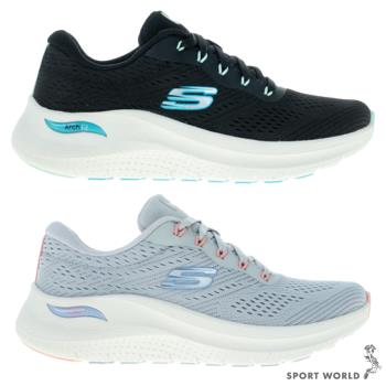 Skechers 女鞋 慢跑鞋 避震 厚底 ARCH FIT 2.0 黑藍【運動世界】150051BKMT