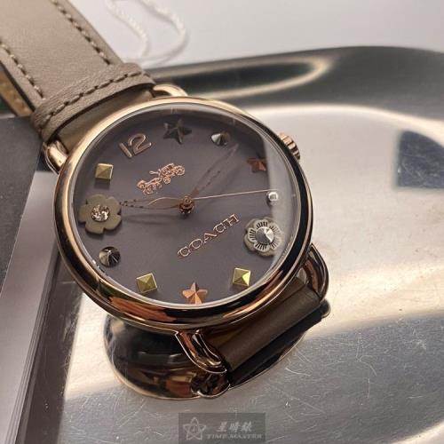 COACH手錶, 女錶 36mm 玫瑰金圓形精鋼錶殼 深灰色時分秒中三針顯示, 繽紛錶面款 CH00058