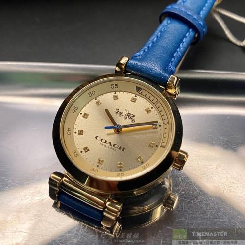 COACH手錶, 女錶 30mm 金色圓形精鋼錶殼 金色簡約錶面款 CH00047