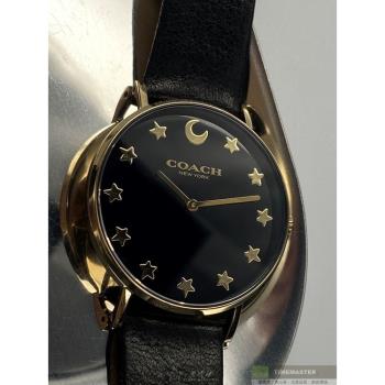 COACH 蔻馳女錶 36mm 金色圓形精鋼錶殼 黑色簡約, 星月錶面款 CH00006