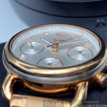 COACH 蔻馳女錶 30mm 玫瑰金方形精鋼錶殼 玫瑰金色三眼錶面款 CH00001