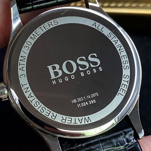 BOSS手錶, 男女通用錶 42mm 銀圓形精鋼錶殼 寶藍色簡約, 時分秒中三針顯示錶面款 HB1513553