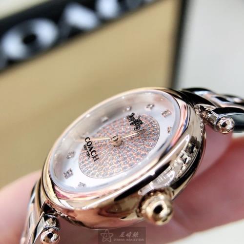 COACH 蔻馳女錶 26mm 玫瑰金圓形精鋼錶殼 銀色滿天星錶面款 CH00078