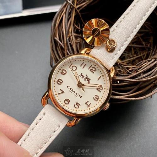 COACH手錶, 女錶 28mm 玫瑰金圓形精鋼錶殼 白色簡約, 中三針顯示錶面款 CH00153