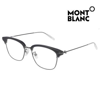 【MontBlanc】萬寶龍 光學眼鏡 MB0141OK 003 53mm 方型鏡框 眉框眼鏡 透明黑/黑框