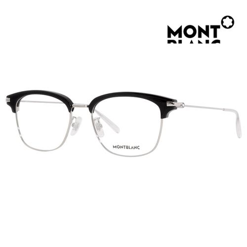 【MontBlanc】萬寶龍 光學眼鏡 MB0141OK 001 53mm 方型鏡框 眉框眼鏡 黑/銀框