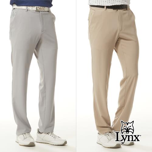【Lynx Golf】男款日本進口面料四面彈性口袋側邊印花袋蓋造型設計平口休閒長褲(二色)-慈濟共善