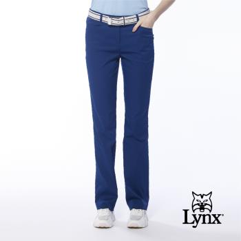 【Lynx Golf】女款日本進口布料吸汗速乾配色織帶設計窄管長褲(三色)