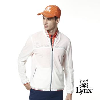 【Lynx Golf】男款素面羅紋配色織條網狀透氣長袖外套(二色)