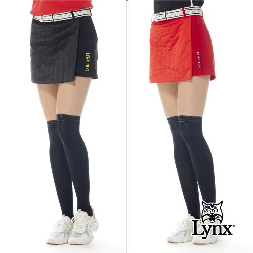【Lynx Golf】首爾高桿風格！女款防潑水彈性舒適風衣布壓紋剪裁造型隱形拉鍊設計運動褲裙(二色)