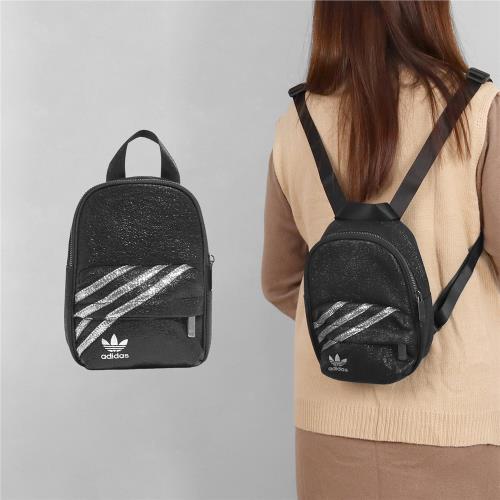 adidas 背包 Mini Backpack 女款 黑 銀 三葉草 小包 後背包 愛迪達 GN2138