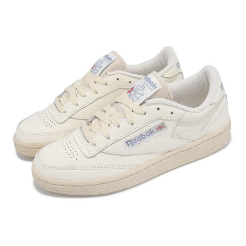 Reebok 休閒鞋 Club C 85 女鞋 米 白 皮革 拼接 低筒 復古 小白鞋 運動鞋  100074235