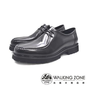 WALKING ZONE(男)粗曠風格厚底車線紳士皮鞋 男鞋-黑色