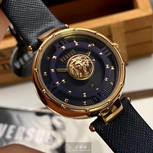 VERSUS VERSACE手錶, 女錶 38mm 玫瑰金精鋼錶殼 深紫藍時分中二針顯示, 幾何立體錶面款 VV00064