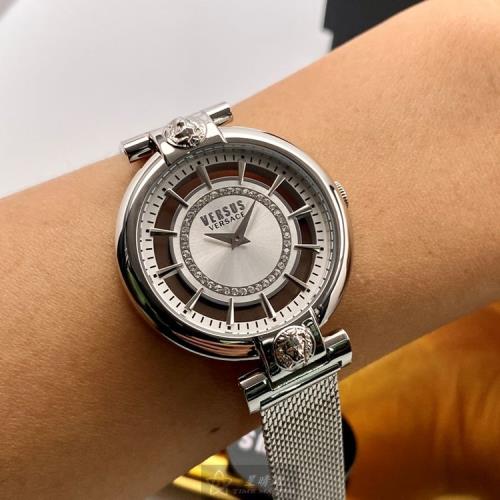 VERSUS VERSACE手錶, 女錶 36mm 銀圓形精鋼錶殼 銀色鏤空, 中二針顯示, 透視錶面款 VV00020