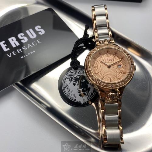 VERSUS VERSACE手錶, 女錶 32mm 玫瑰金圓形精鋼錶殼 玫瑰金色螺紋飾款錶面款 VV00001