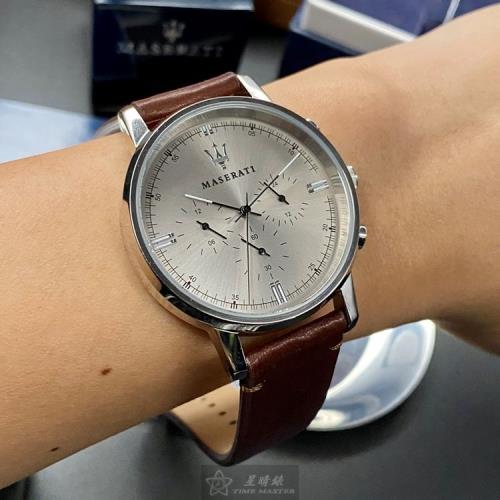 MASERATI手錶, 男女通用錶 42mm 銀圓形精鋼錶殼 亮銅色簡約, 三眼, 中三針顯示錶面款 R8871630001