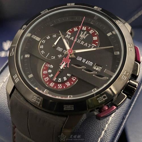 MASERATI手錶, 男女通用錶 46mm 黑圓形精鋼錶殼 黑色三眼, 運動, 旋轉毫秒計時功能錶面款 R8871619003