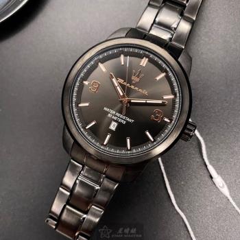 MASERATI 瑪莎拉蒂男女通用錶 44mm 黑圓形精鋼錶殼 黑色簡約, 中三針顯示錶面款 R8853121008