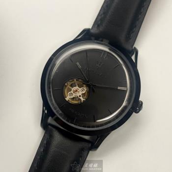 MASERATI 瑪莎拉蒂男女通用錶 42mm 黑圓形精鋼錶殼 黑色簡約, 鏤空, 中三針顯示錶面款 R8821133001