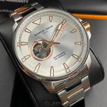GiorgioFedon1919手錶, 男錶 46mm 銀圓形精鋼錶殼 銀白色鏤空, 中三針顯示, 運動錶面款 GF00113