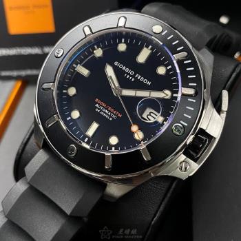 GiorgioFedon1919 喬治飛登男錶 46mm 黑圓形精鋼錶殼 黑色水鬼運動潛水錶, 可旋轉錶面款 GF00105