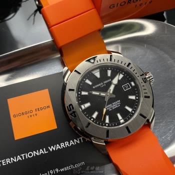 GiorgioFedon1919 喬治飛登男錶 48mm 銀圓形精鋼錶殼 黑色潛水錶, 中三針顯示, 運動錶面款 GF00100