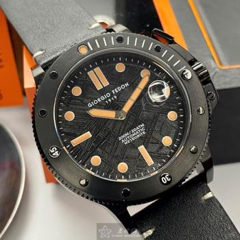 GiorgioFedon1919 喬治飛登男錶 46mm 黑圓形精鋼錶殼 黑色棕櫚樹設計潛水運動錶錶面款 GF00084