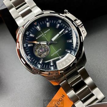 GiorgioFedon1919手錶, 男錶 46mm 銀圓形精鋼錶殼 墨綠色鏤空, 中三針顯示, 運動錶面款 GF00059