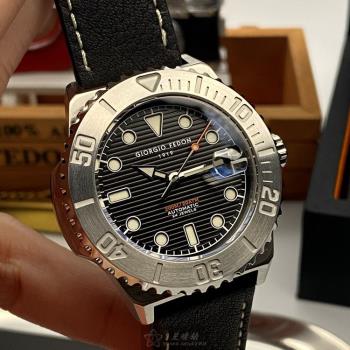 GiorgioFedon1919 喬治飛登男錶 42mm 銀圓形精鋼錶殼 黑色幾何立體圖形潛水錶,中三針顯示,運動,水鬼錶面款 GF00055