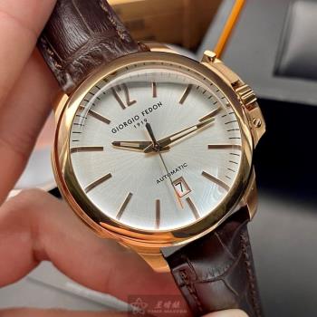 GiorgioFedon1919 喬治飛登男女通用錶 46mm 玫瑰金圓形精鋼錶殼 銀白色簡約錶面款 GF00028