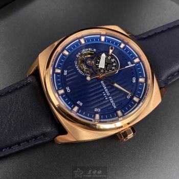 GiorgioFedon1919 喬治飛登男錶 46mm 玫瑰金六角形精鋼錶殼 寶藍色鏤空, 運動, 透視, 精密刻度錶面款 GF00009
