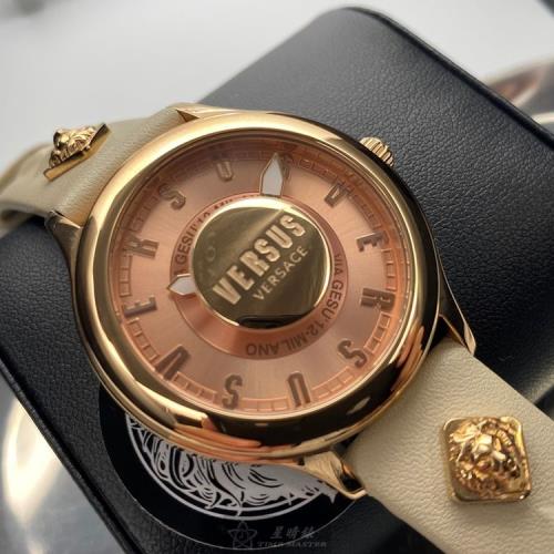 VERSUS VERSACE手錶, 女錶 40mm 玫瑰金圓形精鋼錶殼 粉金立體雕刻錶面款 VV00278