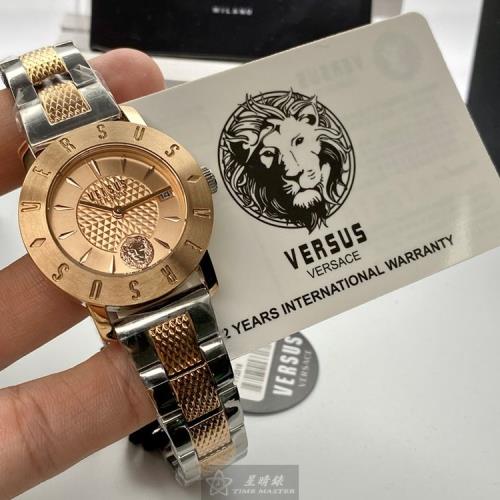 VERSUS VERSACE手錶, 女錶 34mm 玫瑰金圓形精鋼錶殼 玫瑰金色立體雕刻錶面款 VV00315
