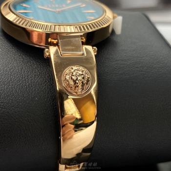 VERSUS VERSACE手錶, 女錶 34mm 玫瑰金圓形精鋼錶殼 水藍色簡約錶面款 VV00303