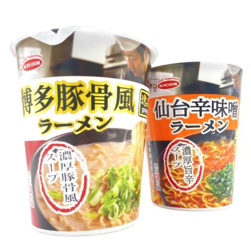 【日本Acecook】逸品杯麵系列(博多豚骨/仙台辛味噌)73gx2箱(共24杯)