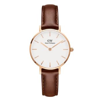 【Daniel Wellington】Petite St Mawes 28mm棕色真皮皮革錶-DW00100231