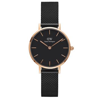 DW Daniel Wellington 氣質艾士菲啞光黑米蘭帶腕錶-金框/28mm(DW00100245)