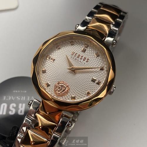VERSUS VERSACE手錶, 女錶 32mm 玫瑰金芒星精鋼錶殼 白色中二針顯示錶面款 VV00365