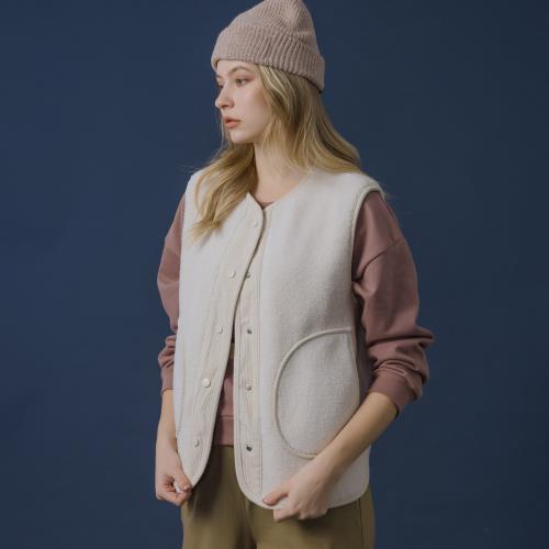 【YUTZUYA 優姿雅】兩面穿-厚暖羊羔毛拼接燈芯絨背心-奶白