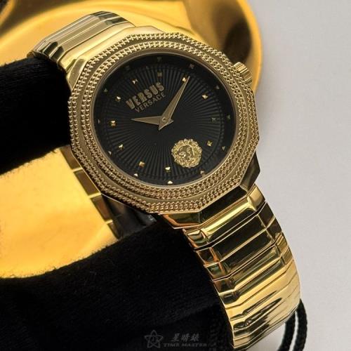 VERSUS VERSACE手錶, 男女通用錶 38mm 金色12邊形精鋼錶殼 黑色簡約, 中二針顯示錶面款 VV00384