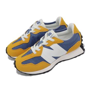 New Balance 休閒鞋 327 中童鞋 小朋友 寬楦 藍 黃 麂皮 帆布 拼接 復古 NB 運動鞋 PH327UNW